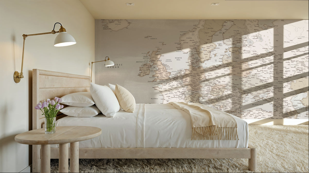 Europe Map Detailed - Lucille Mural Wallpaper - room preview 06