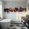 Victoria Canada Skyline Purple & Gold Mural Wallpaper - room preview 06