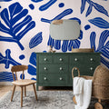 Monstera Cuttings, Intense Blue Mural Wallpaper - room preview 06