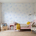 Coquette Stripes Baby Blue Mural Wallpaper - room preview 06