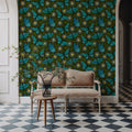 Papillion II, Aqua on Mud Mural Wallpaper - room preview 06