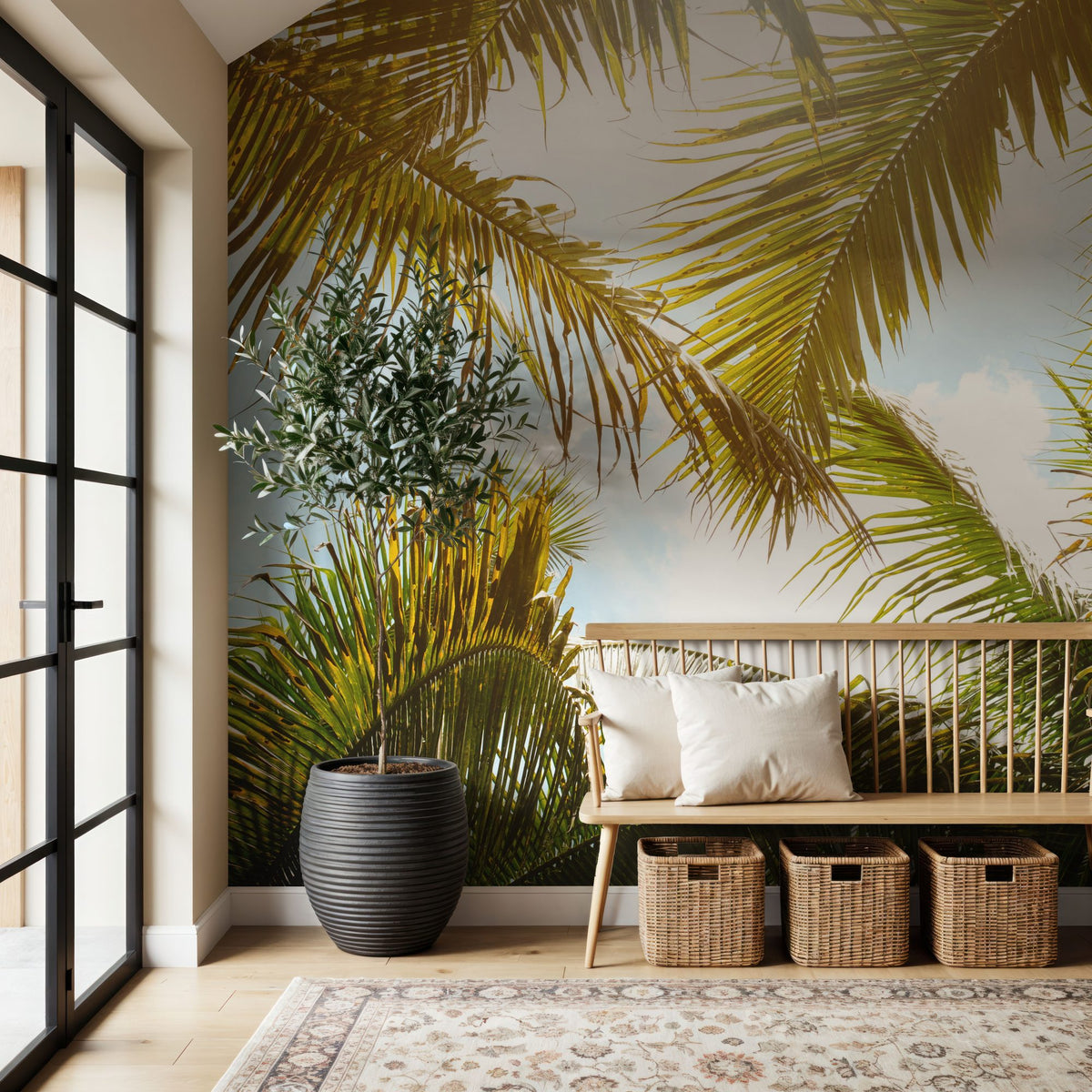 Looking Through Palm Leaves Mural Wallpaper - room preview 06
