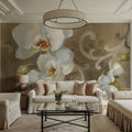 White Orchid Mural Wallpaper - room preview 06