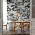 Ukiyo-e Clouds, Graphite Mural Wallpaper - room preview 06