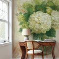 Cottage Hydrangeas in White Mural Wallpaper - room preview 06