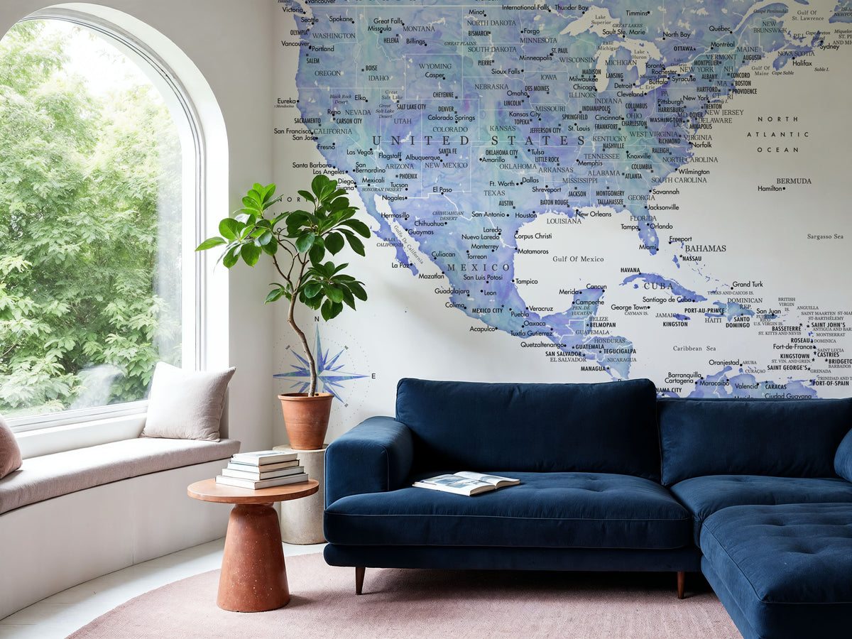 US Mexico Caribbean Map - Isidora Mural Wallpaper - room preview 06