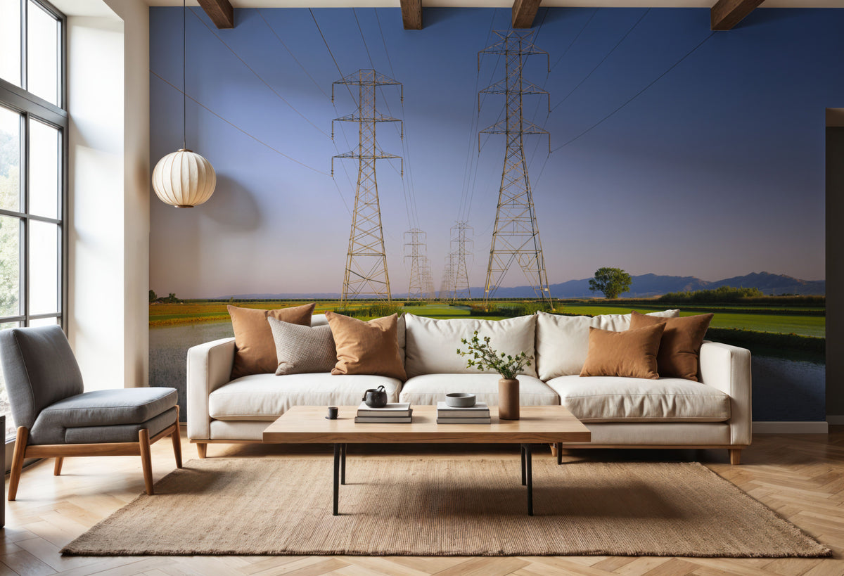 Rural Power Lines Mural Wallpaper - room preview 06
