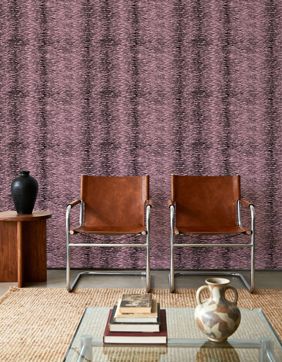 Panthera Tiger, Pink Mural Wallpaper - room preview 06