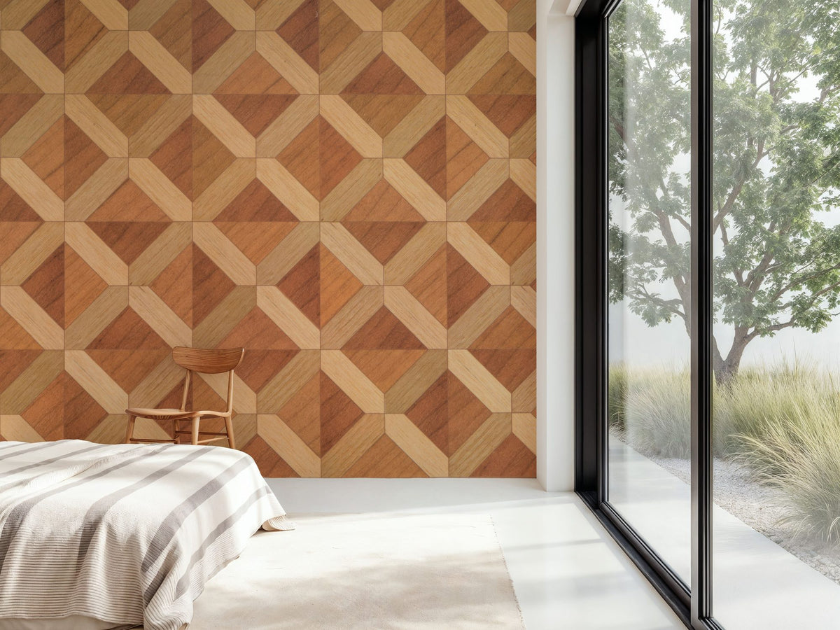 Timber Mosaic Mural Wallpaper - room preview 06