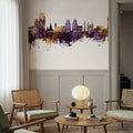 Minsk Belarus Skyline Purple & Gold Mural Wallpaper - room preview 06