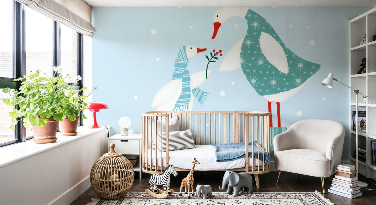 Ducks in the Snow II Mural Wallpaper - room preview 06
