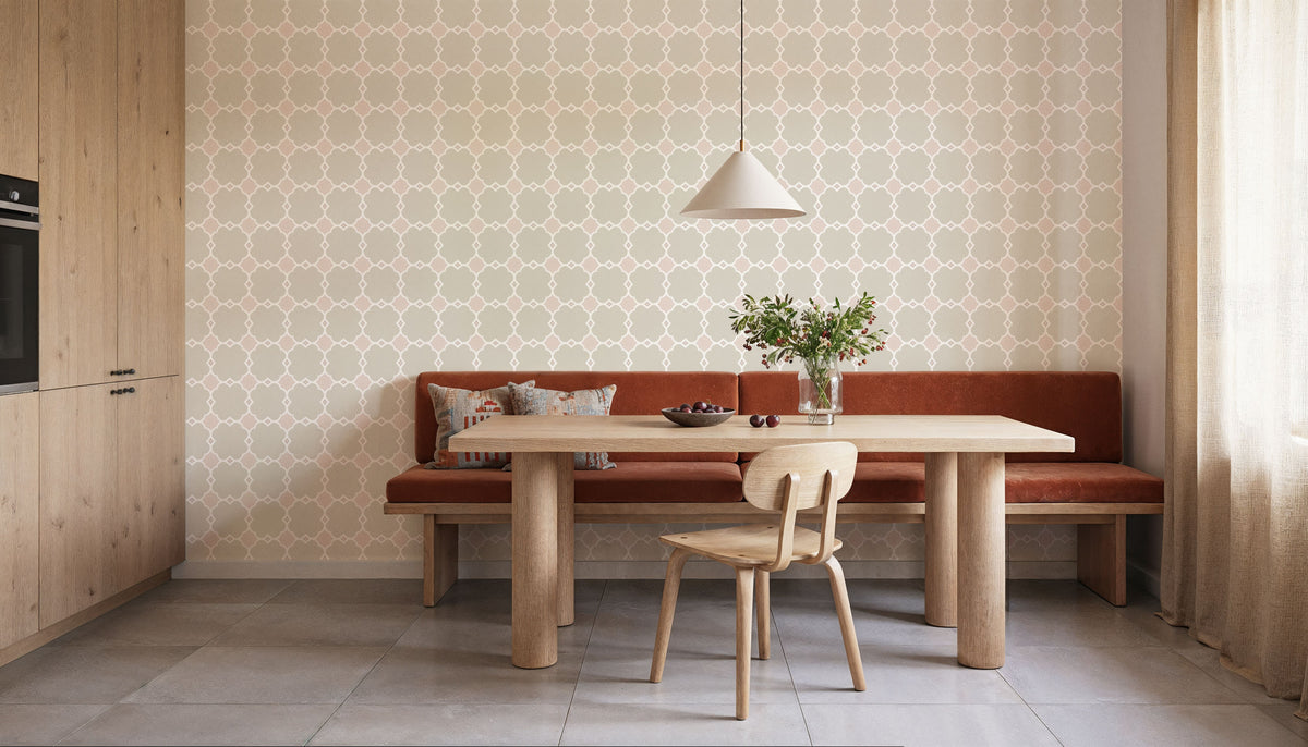 Zelij Flower Squares Mural Wallpaper - room preview 06