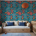 Otomi Cool Tigers, Coral & Teal Mural Wallpaper - room preview 06