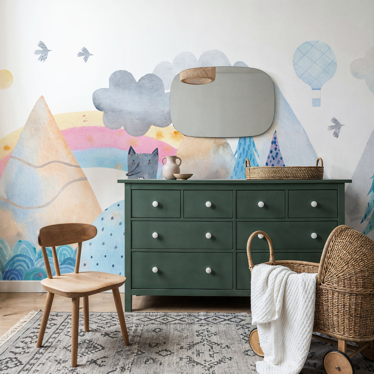 Baby Wolf Forest Mural Wallpaper - room preview 06
