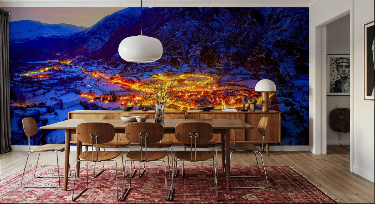 Winter Village Glow Mural Wallpaper - room preview 06