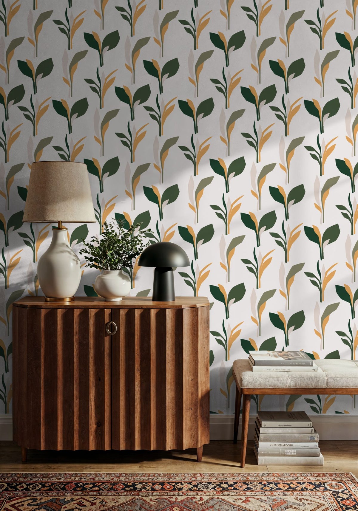 Spray of Leaves Mural Wallpaper - room preview 06