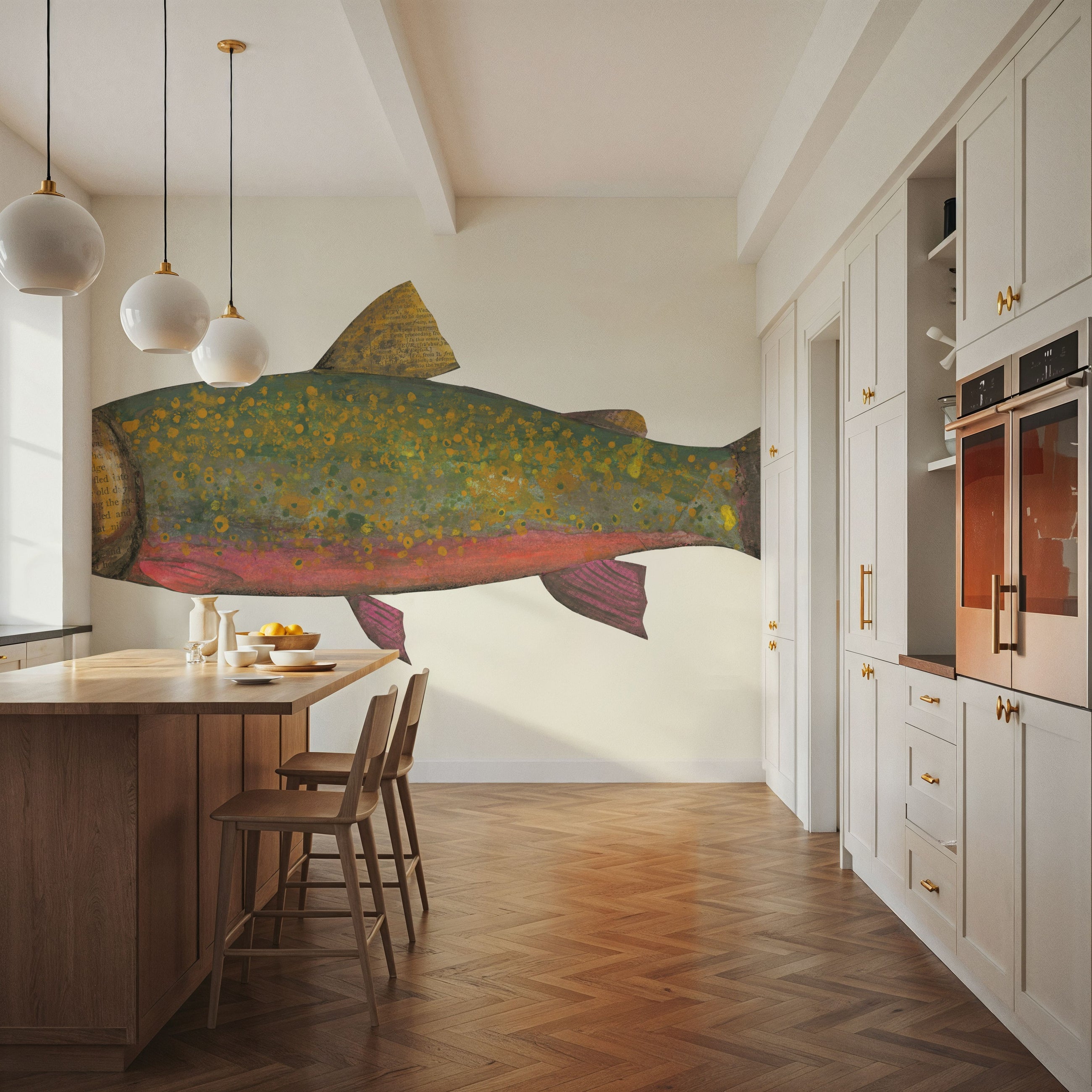 Angling in the Stream II Mural Wallpaper