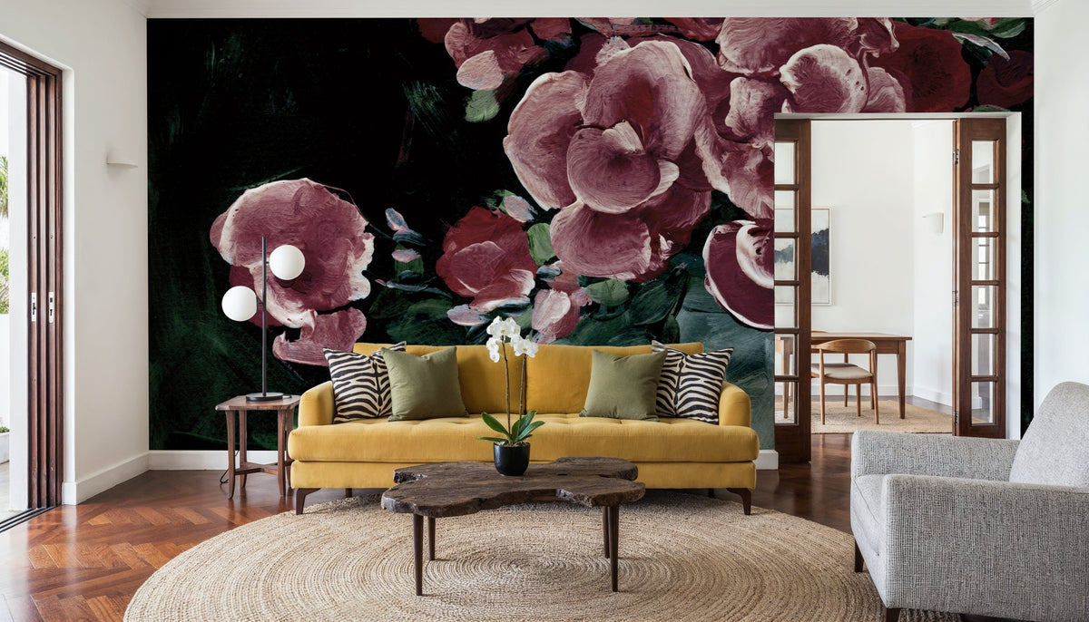 Botanical Elegance Burgundy II Mural Wallpaper - room preview 06