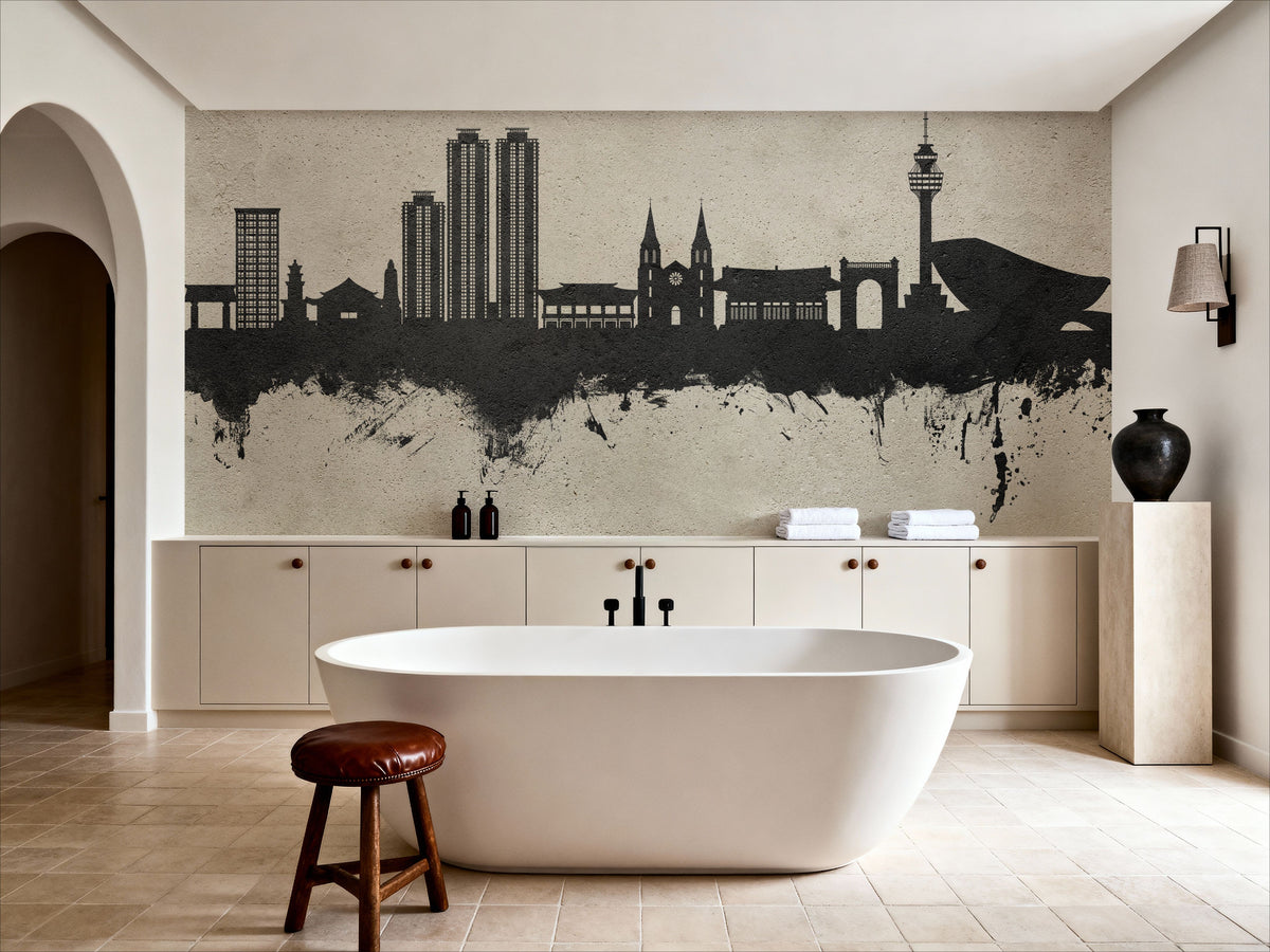 Daegu South Korea Skyline Concrete Mural Wallpaper - room preview 06