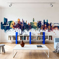 Porto Portugal Skyline Blue & Bronze Mural Wallpaper - room preview 06