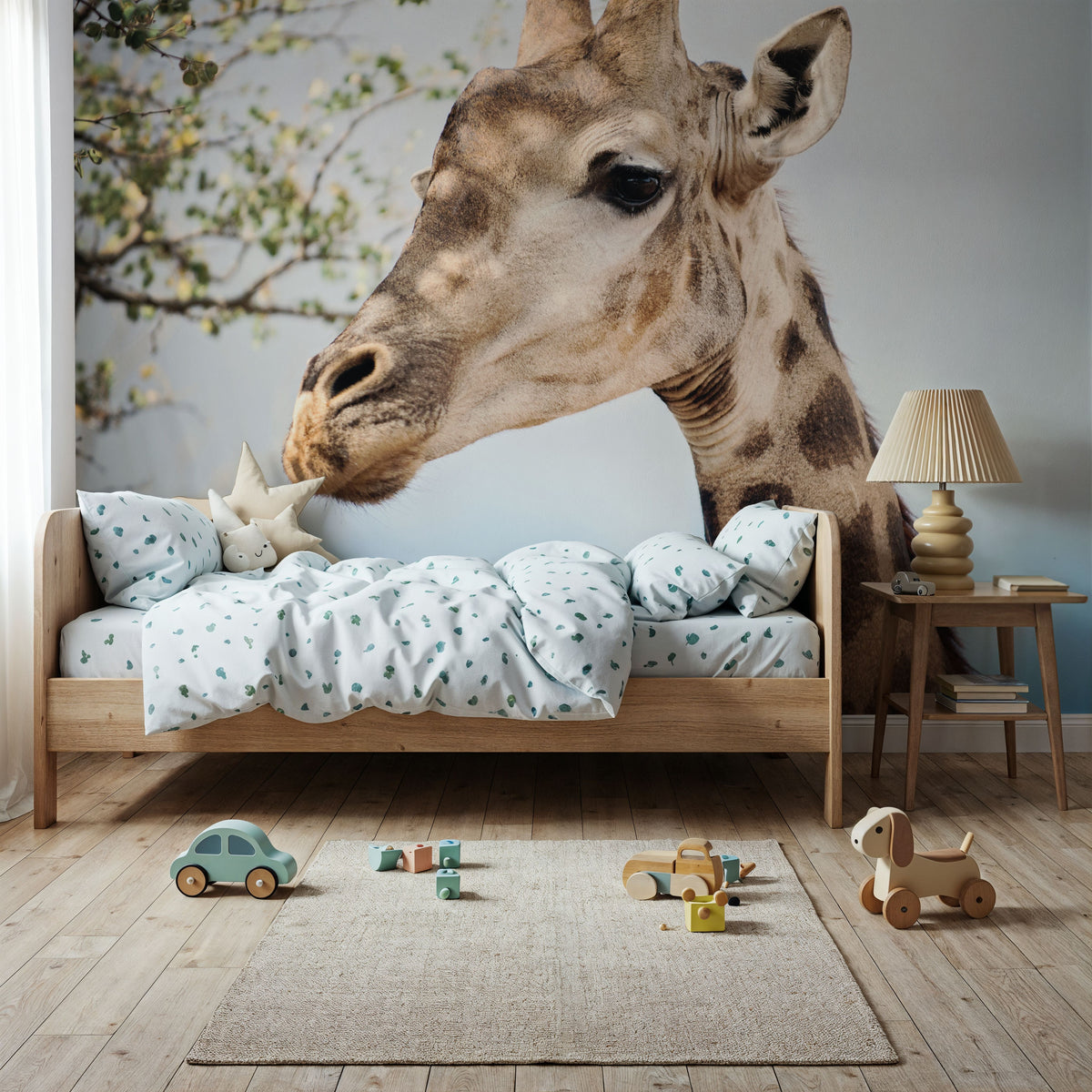 Giraffe Portrait II Mural Wallpaper - room preview 06
