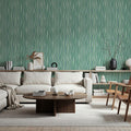 Swaying Lines, Ocean Green Mural Wallpaper - room preview 06