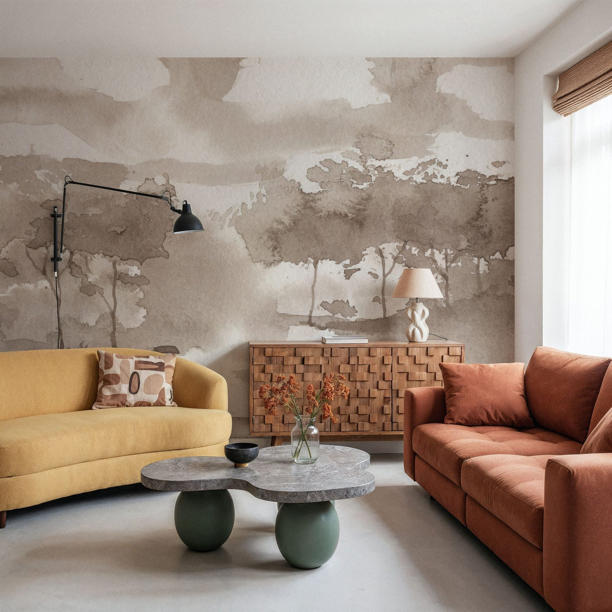 Sepia Trees Mural Wallpaper - room preview 06