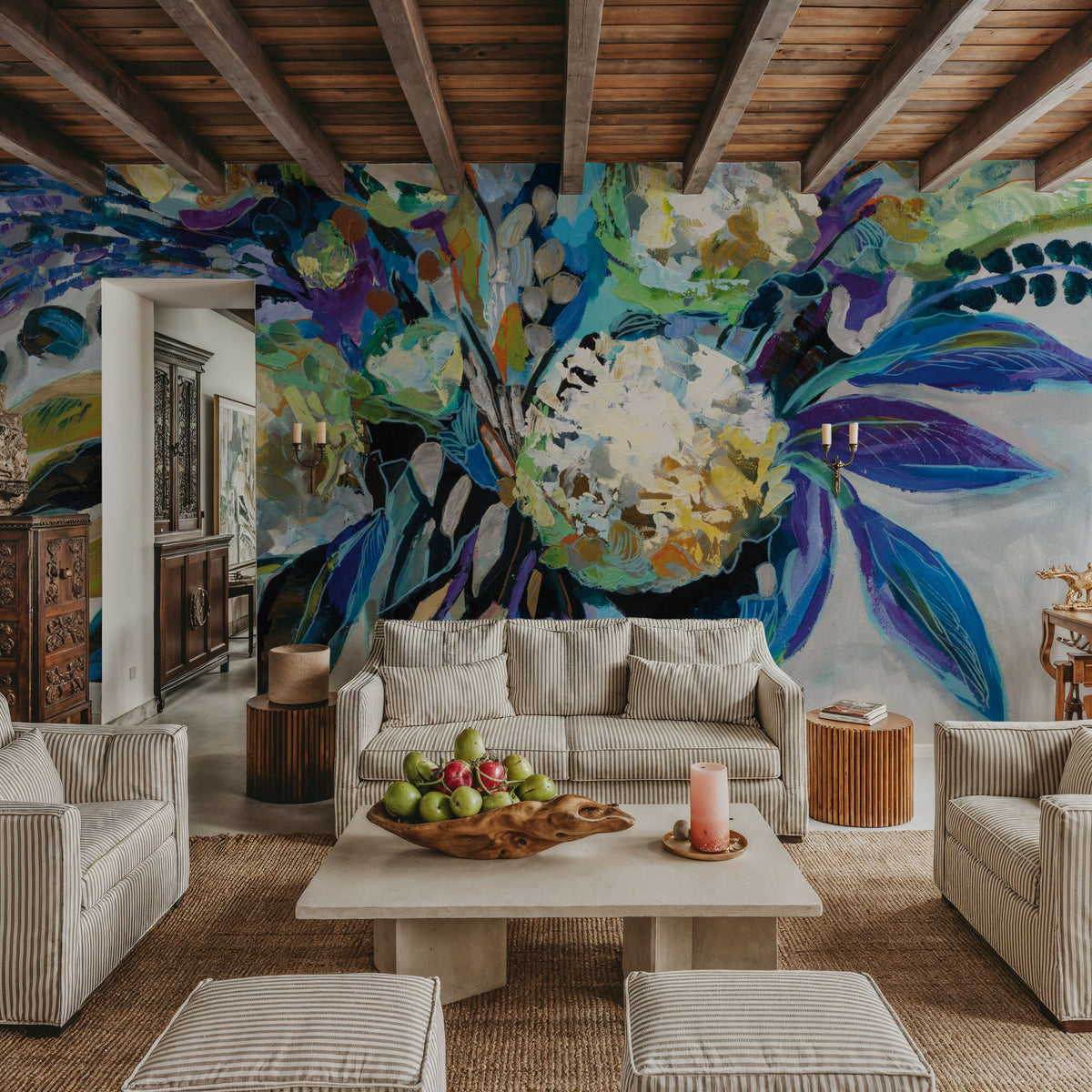 Blue Bloom Mural Wallpaper - room preview 06