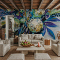 Blue Bloom Mural Wallpaper - room preview 06