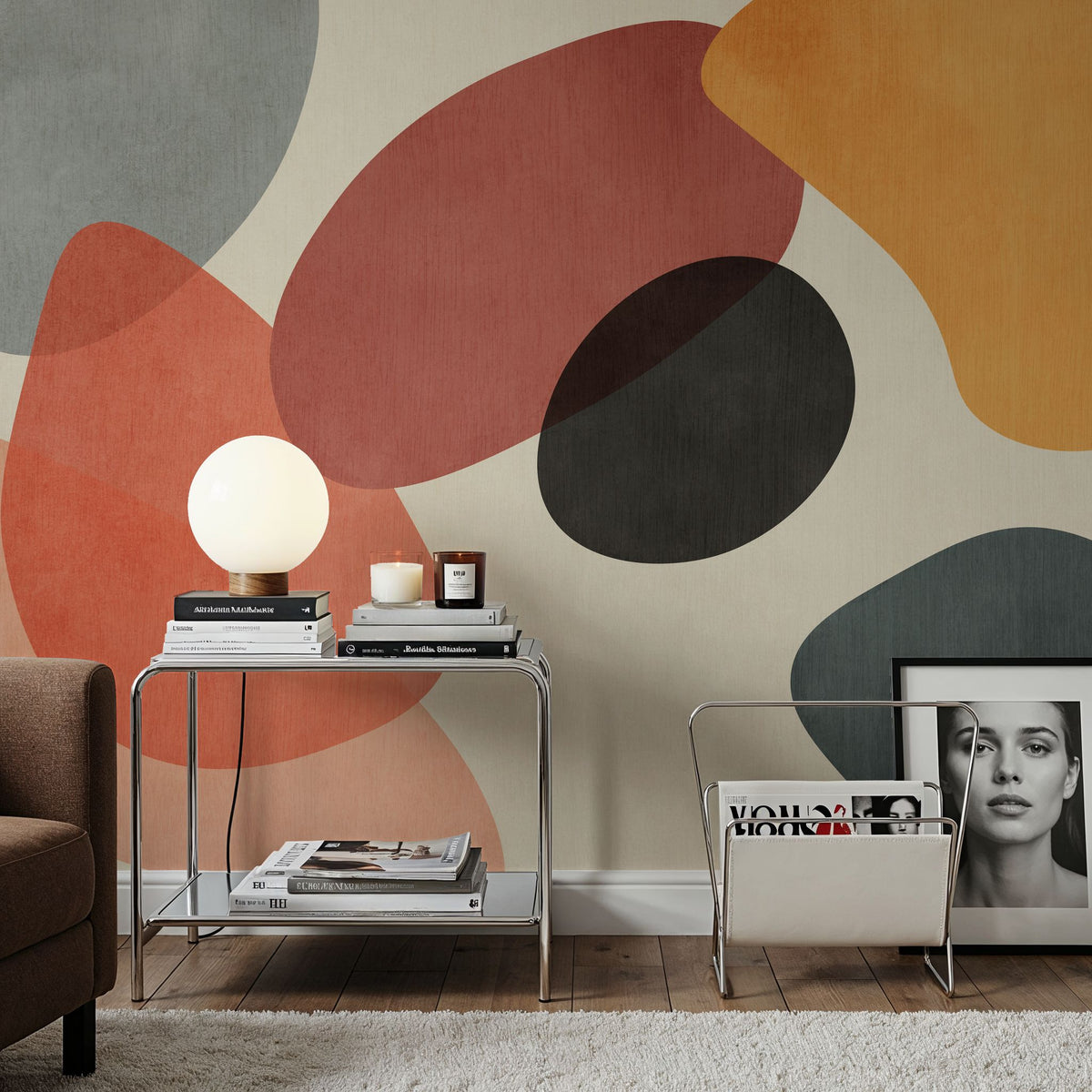 Lava Shapes, Orange Pop Mural Wallpaper - room preview 06