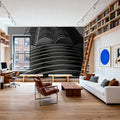 Chicago Skyline Marina City III BW Mural Wallpaper - room preview 06