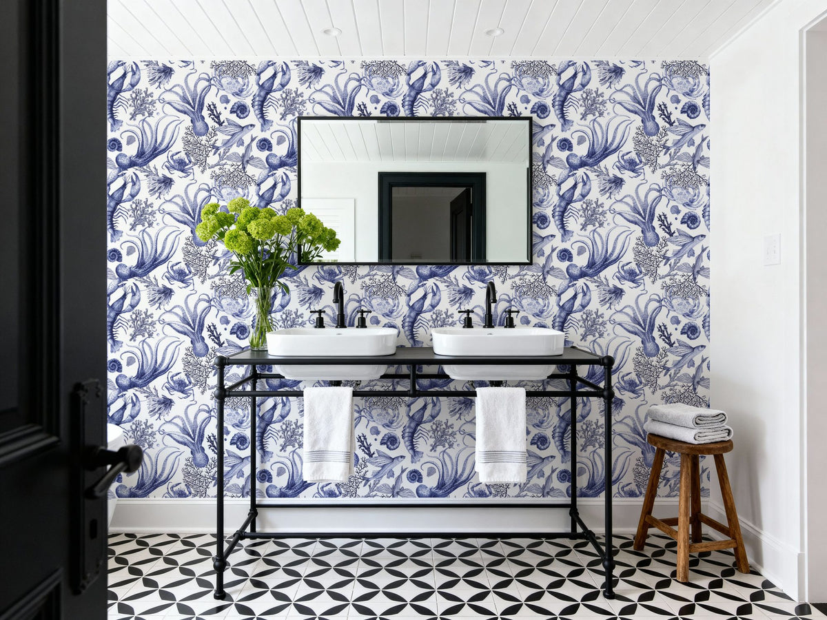 Ocean Miracles, Blue Mural Wallpaper - room preview 06
