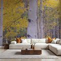 Golden Birch Forest Mural Wallpaper - room preview 06