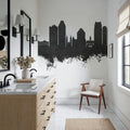 Saint Paul Minnesota Skyline Black & White Mural Wallpaper - room preview 06