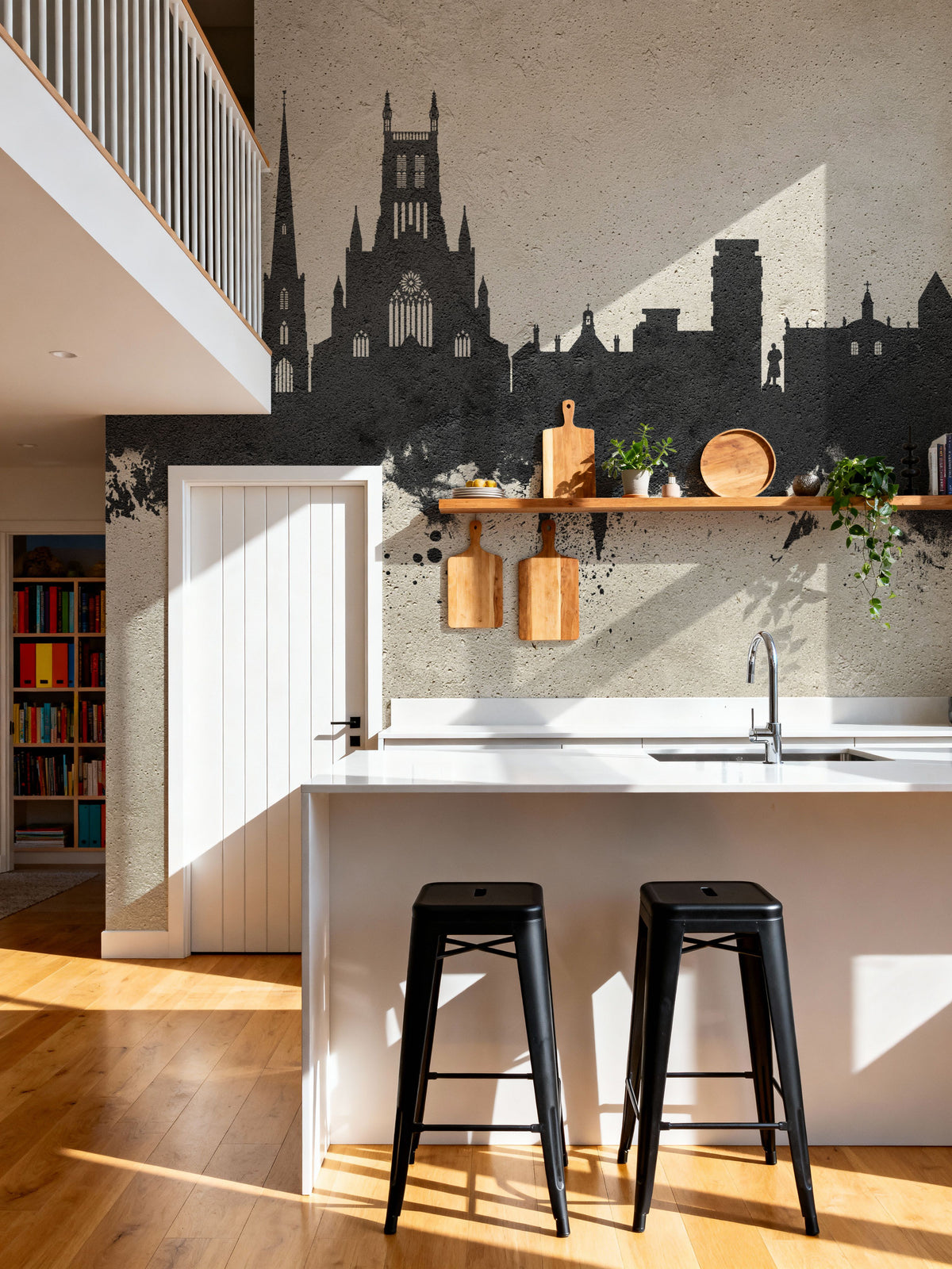 Worcester England Skyline Concrete Mural Wallpaper - room preview 06