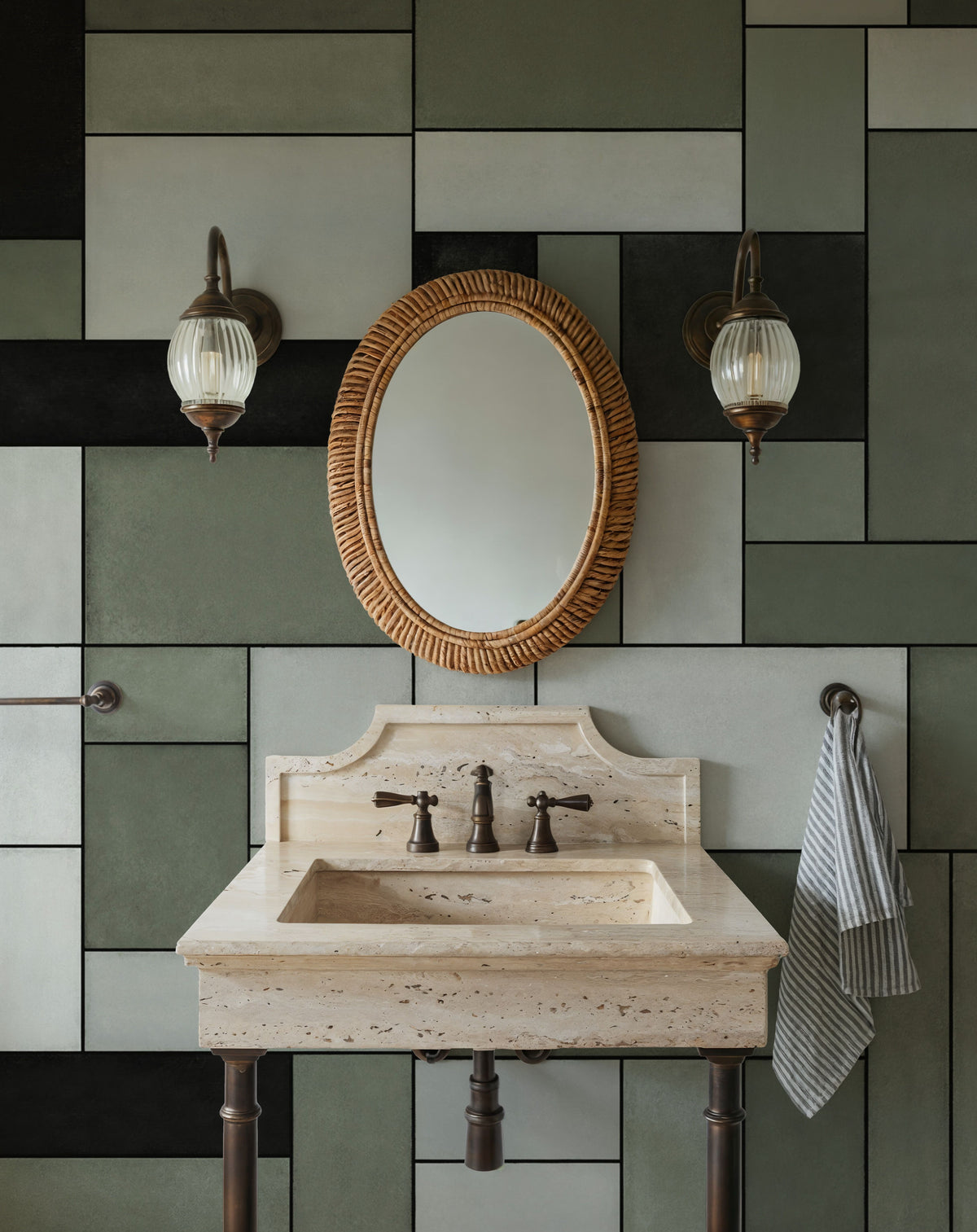 Spectrum Blocks, Olive Mural Wallpaper - room preview 06