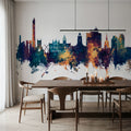 Northampton England Skyline Blue & Bronze Mural Wallpaper - room preview 06