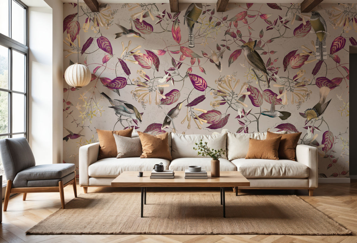 Tescoma Birds of Beauty Mural Wallpaper - Red Tone - room preview 06