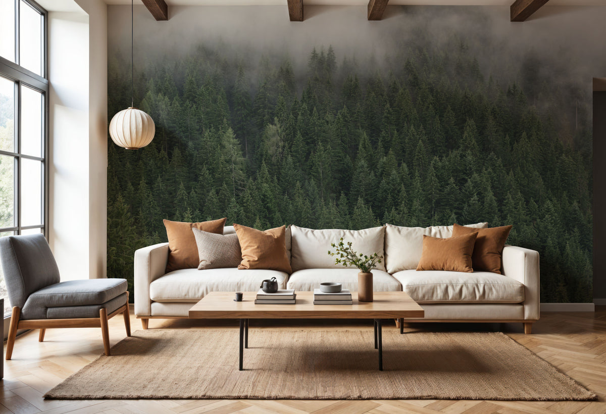 Foggy Treetops Mural Wallpaper - room preview 06