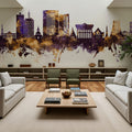 Yaoundé Cameroon Skyline Purple & Gold Mural Wallpaper - room preview 06