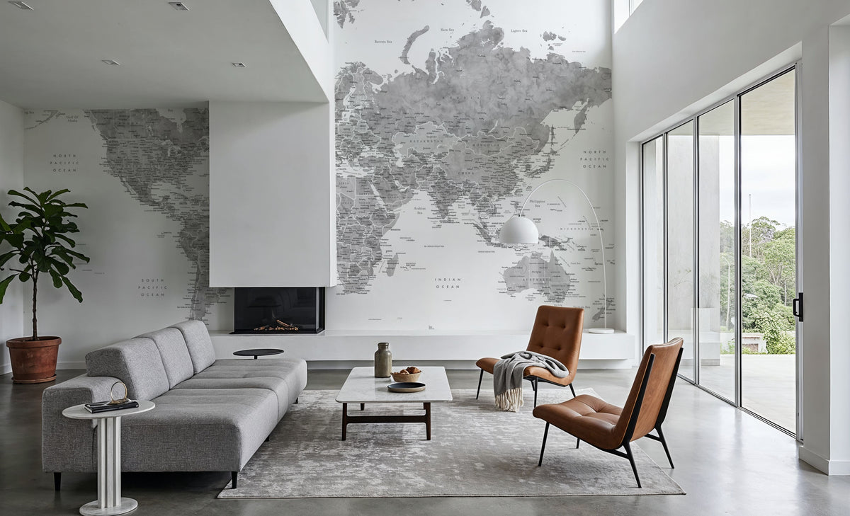 World Map Cities - Jimmy Mural Wallpaper - room preview 06