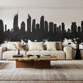 Gold Coast Australia Skyline Black & White Mural Wallpaper - room preview 06