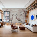Cranes At Sunset Smoke Mural Wallpaper - room preview 06