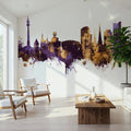 Dortmund Germany Skyline Purple & Gold Mural Wallpaper - room preview 06