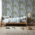 Overleaf Woodland Pattern, French Blue Mural Wallpaper - room preview 06
