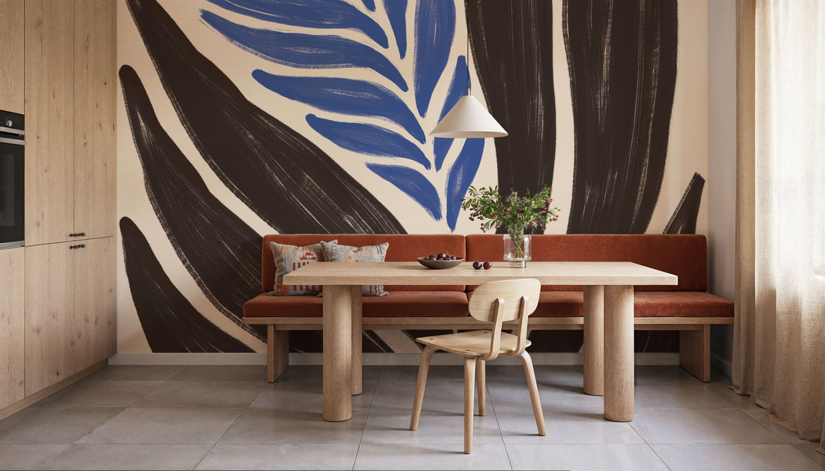 Simple Flowers II Blue Mural Wallpaper - room preview 06