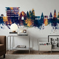 Pandharpur India Skyline Blue & Bronze Mural Wallpaper - room preview 06