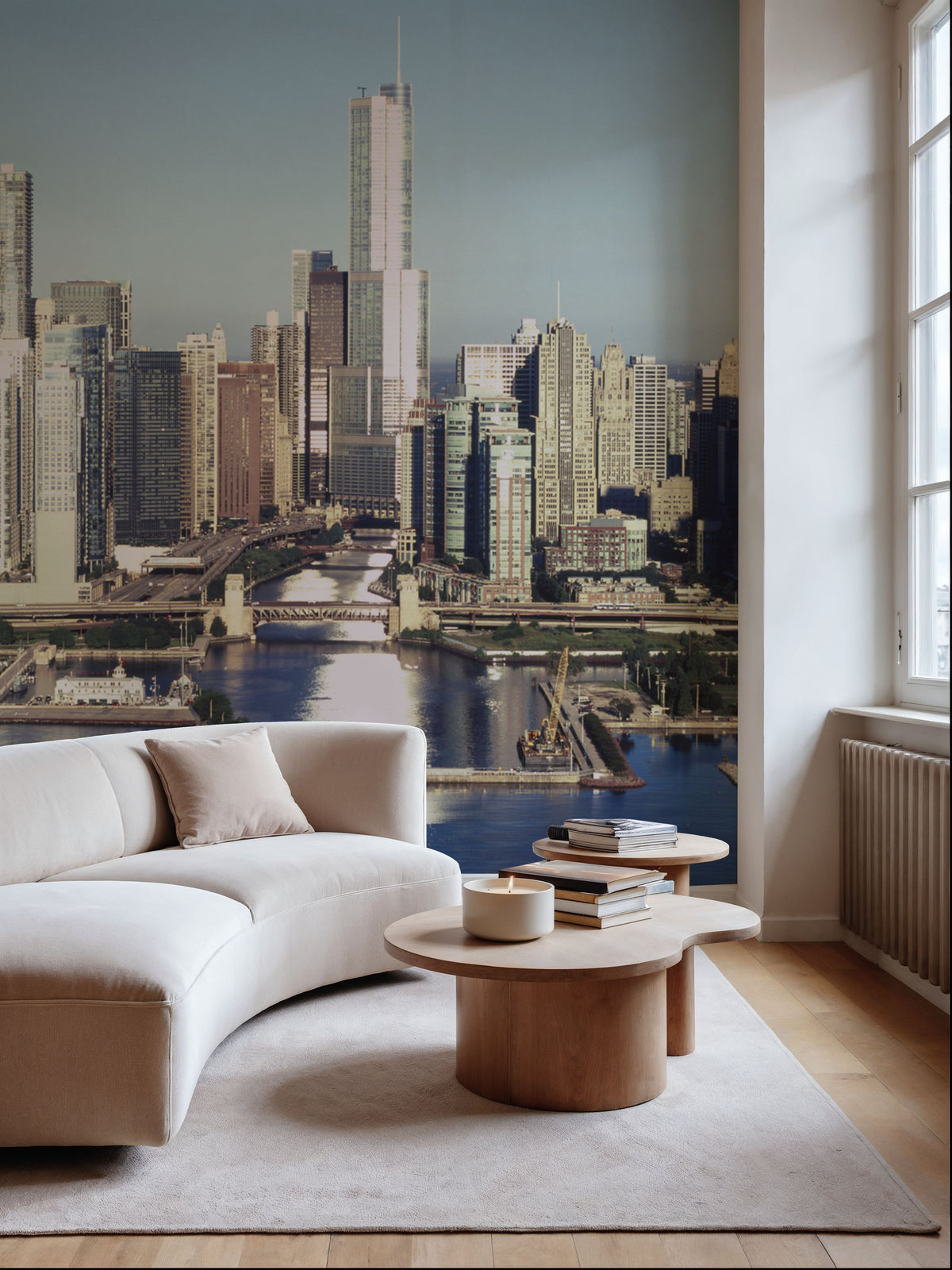 Harbor City Reflection Mural Wallpaper - room preview 06