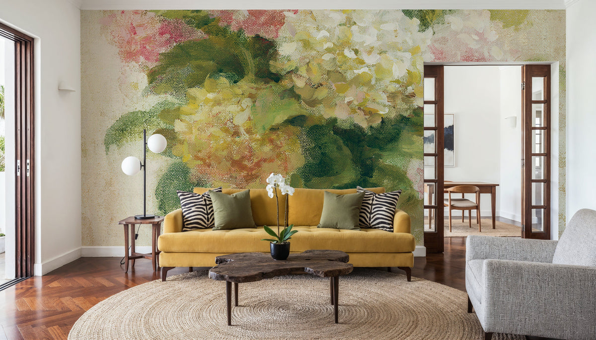 Cottage Hydrangeas in Pink Mural Wallpaper - room preview 06