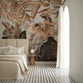 Smiling Sepia Leaves Mural Wallpaper - room preview 06